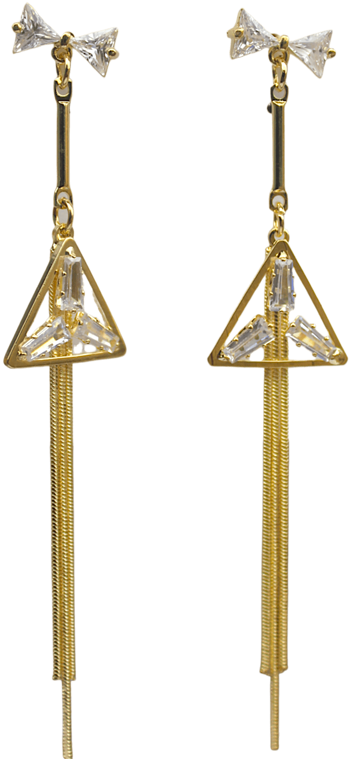 Geometric Drop Earrings for Women | Gold-Tone Tassel Design – KANKAALI - Image 4